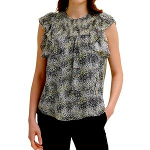 Dkny flutter sleeve smocked blouse